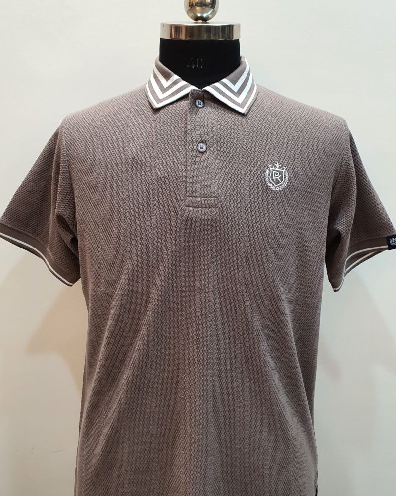 Jquard Solid Polo with Collar Detailing